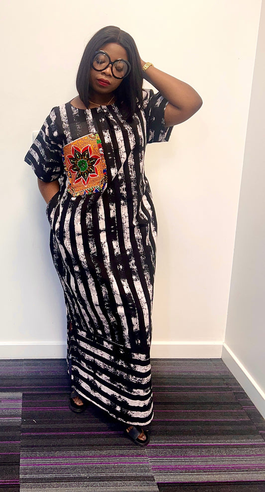 AGBEKE- striped Grace Kaftan