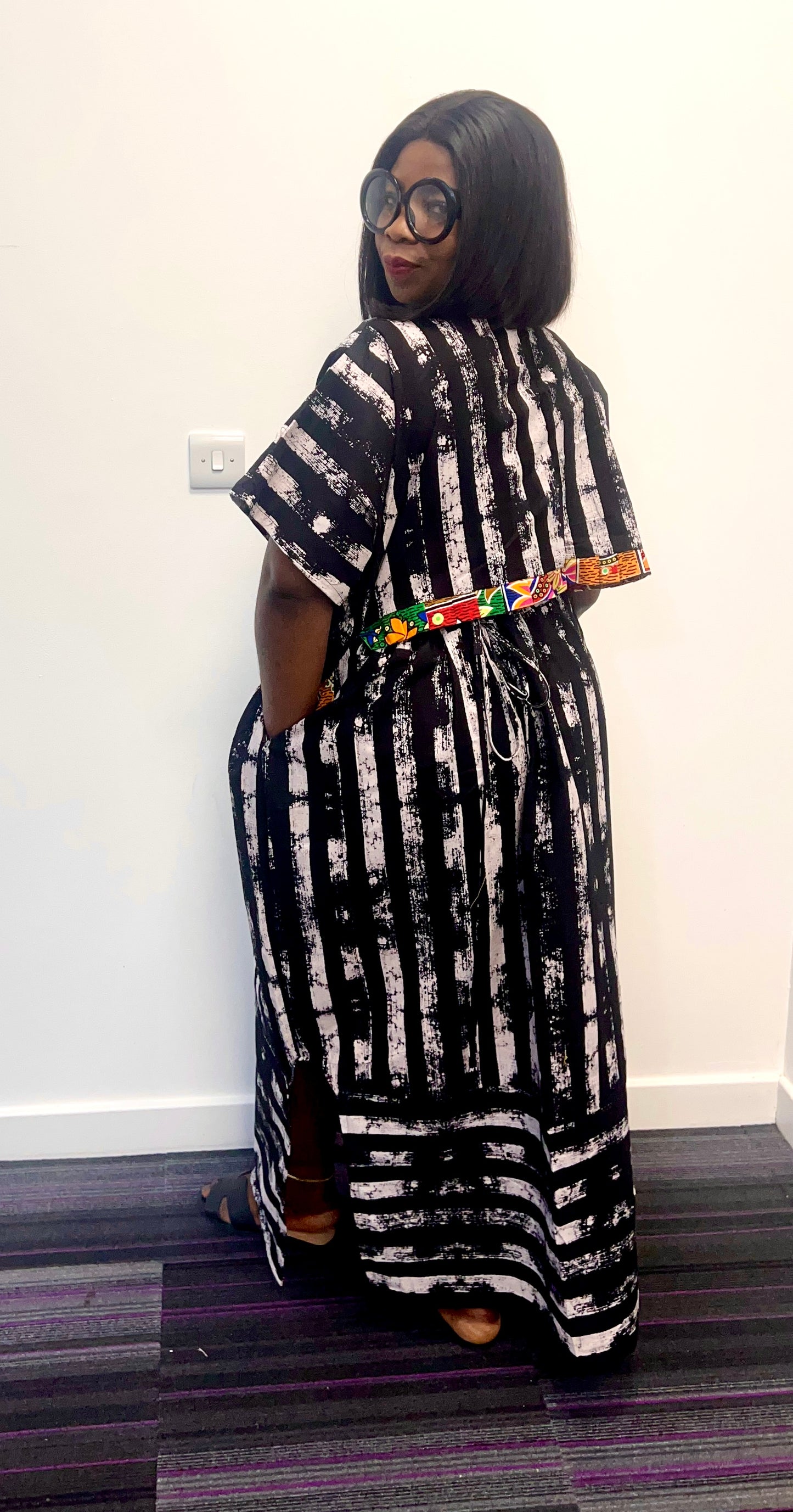 AGBEKE- striped Grace Kaftan