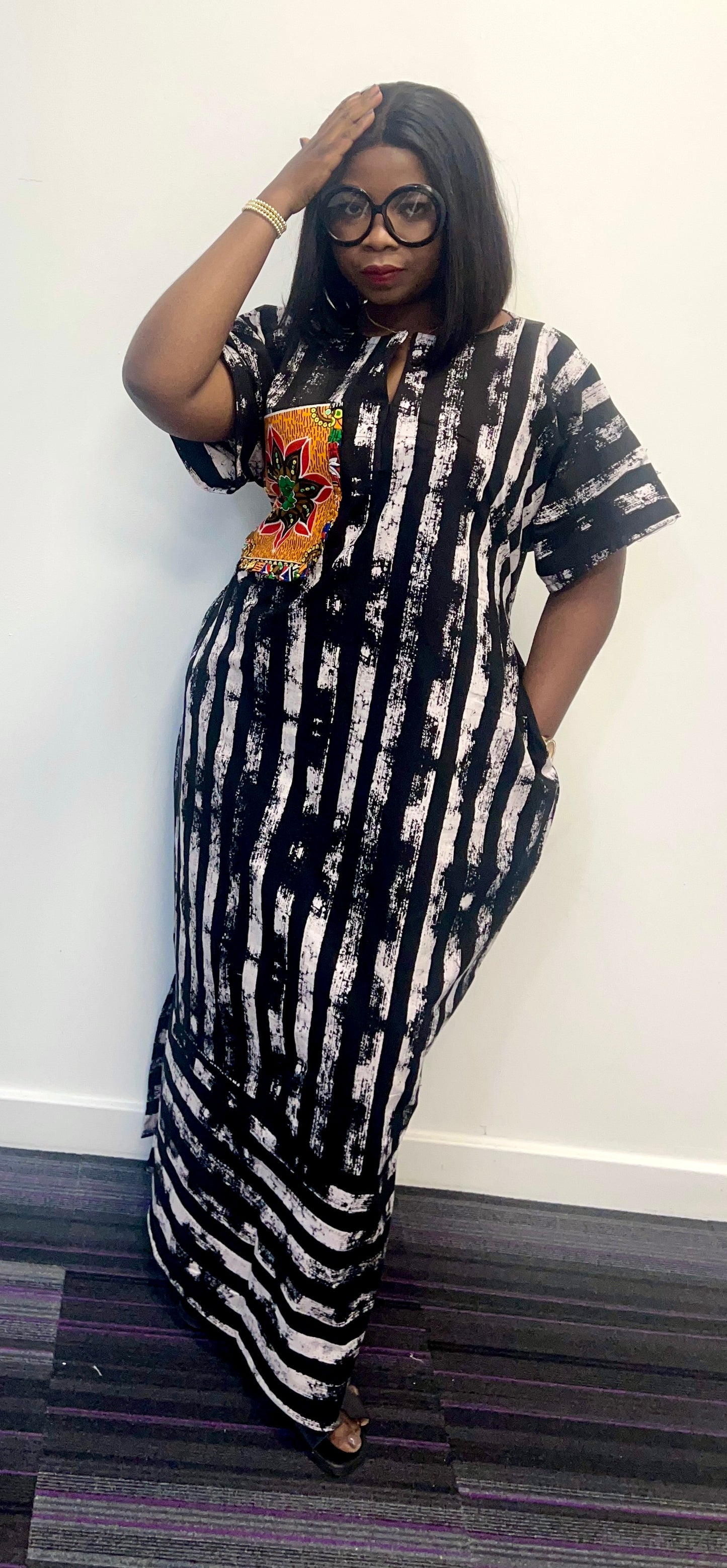 AGBEKE- striped Grace Kaftan