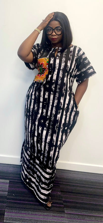 AGBEKE- striped Grace Kaftan